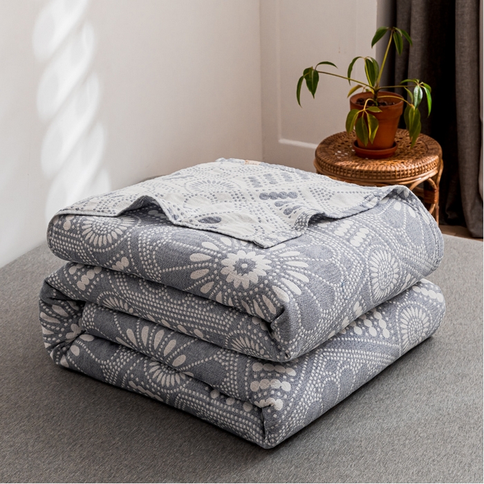 91家纺网 家纺一手货源 找家纺 朴尔家纺-毛巾被 2026春夏新款主推三层水洗棉纱布毛巾被夏被夏凉被空调被 星辰大海-深蓝