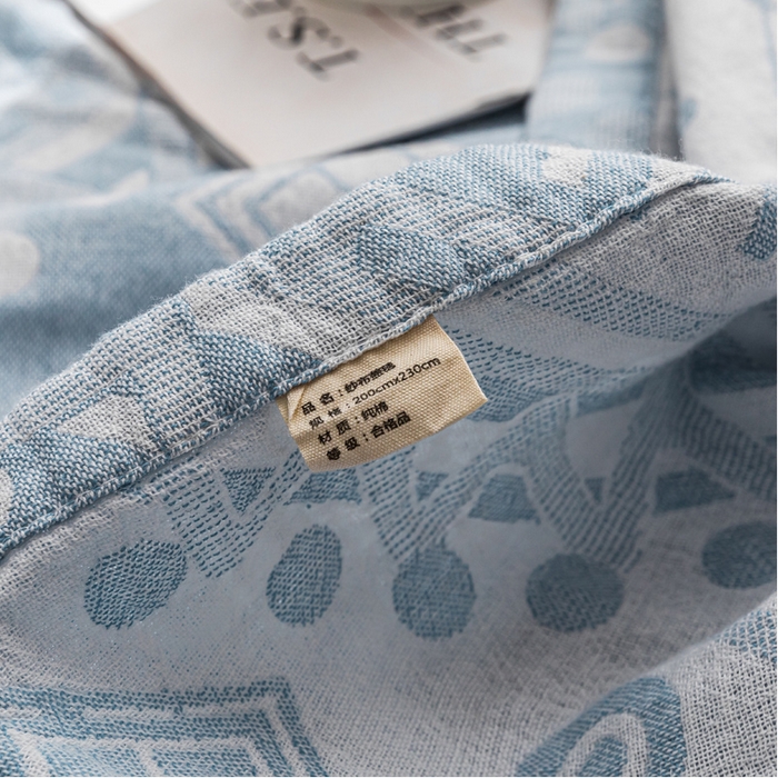 91家纺网 家纺一手货源 找家纺 朴尔家纺-毛巾被 2026春夏新款主推三层水洗棉纱布毛巾被夏被夏凉被空调被 远古图腾-冰蓝