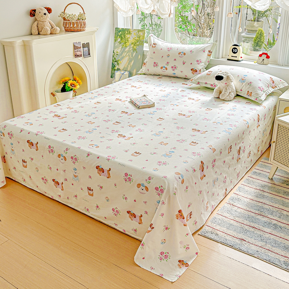 91家纺网 家纺一手货源 找家纺 恩泽家纺 2026春夏新款全棉纯棉12868印花四件套及单品系列-单床单床单单件 护花使者