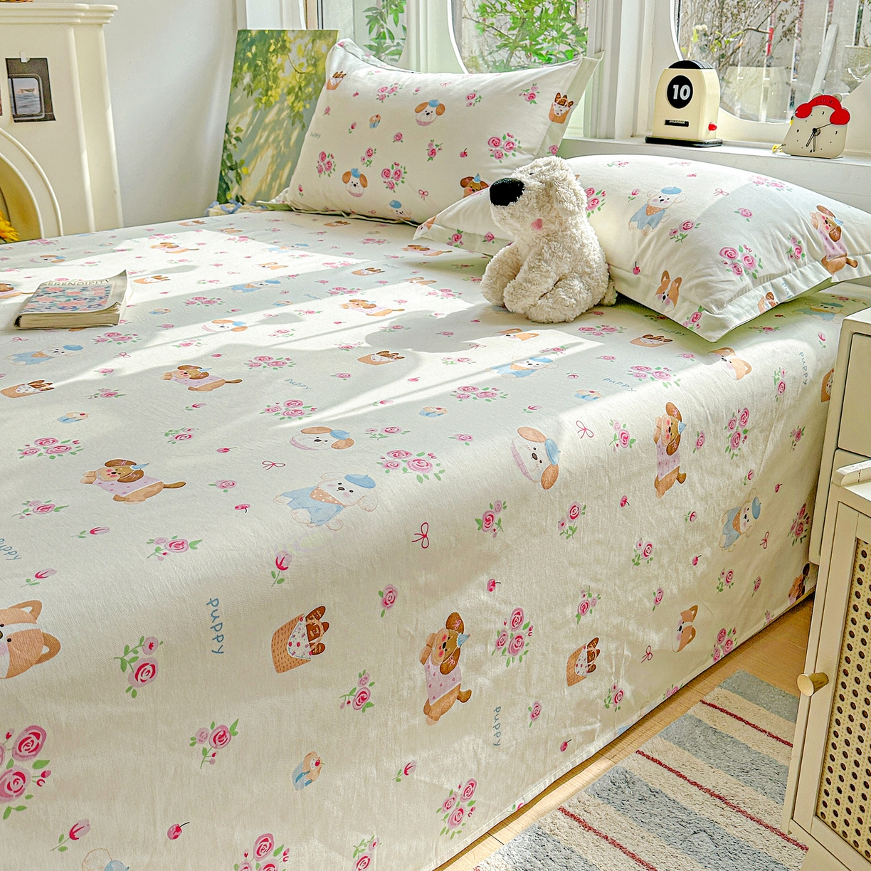 91家纺网 家纺一手货源 找家纺 恩泽家纺 2026春夏新款全棉纯棉12868印花四件套及单品系列-单床单床单单件 护花使者