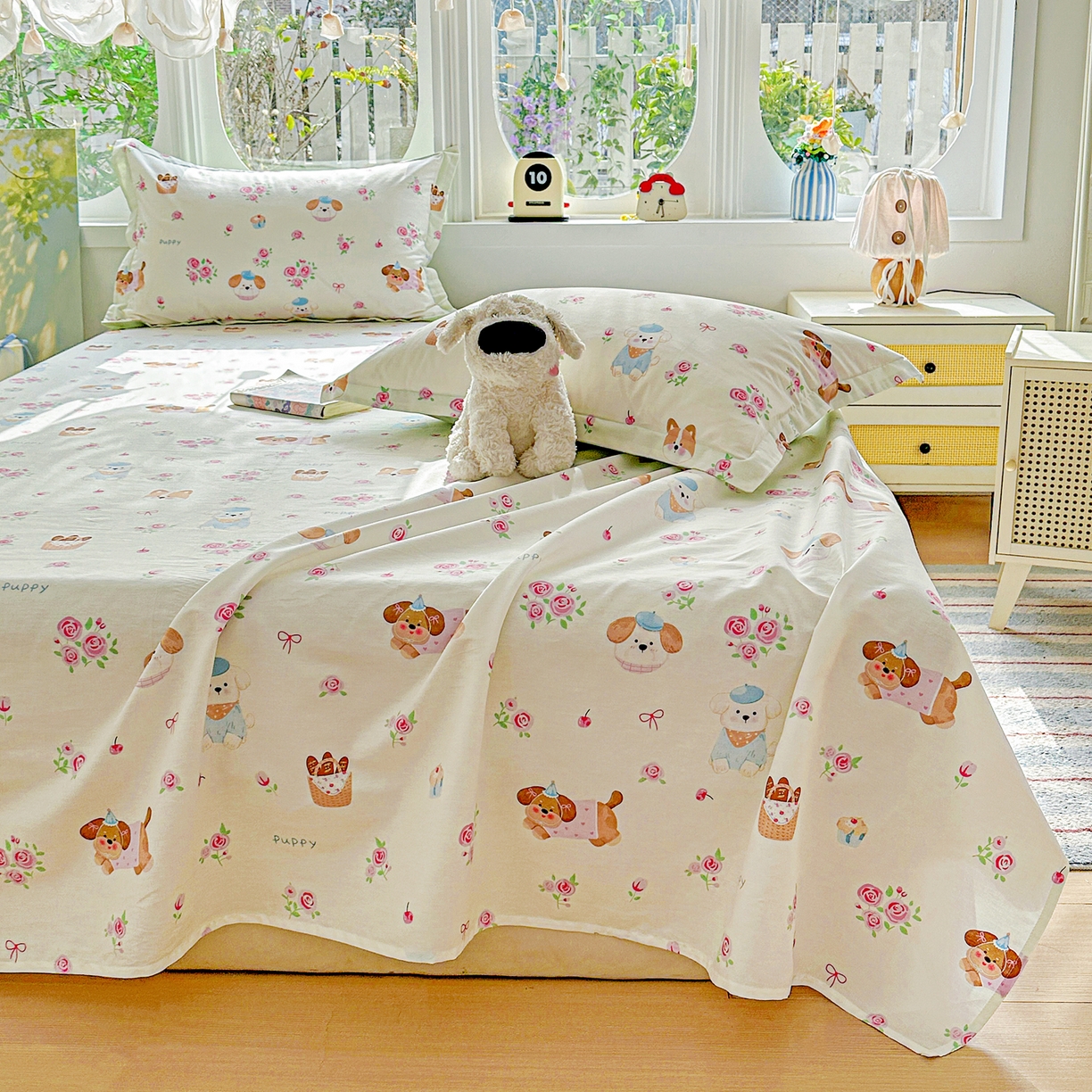 91家纺网 家纺一手货源 找家纺 恩泽家纺 2026春夏新款全棉纯棉12868印花四件套及单品系列-单床单床单单件 护花使者