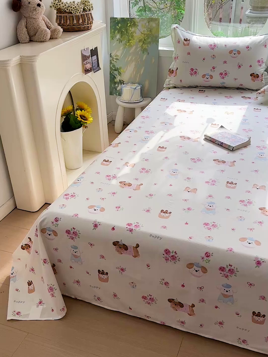 91家纺网 家纺一手货源 找家纺 恩泽家纺 2026春夏新款全棉纯棉12868印花四件套及单品系列-单床单床单单件 护花使者