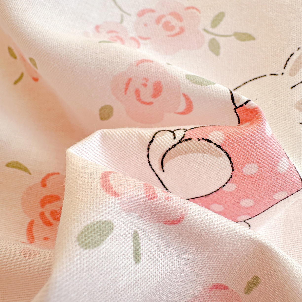 91家纺网 家纺一手货源 找家纺 恩泽家纺 2026春夏新款全棉纯棉12868印花四件套及单品系列-单床单床单单件 花丛小兔子