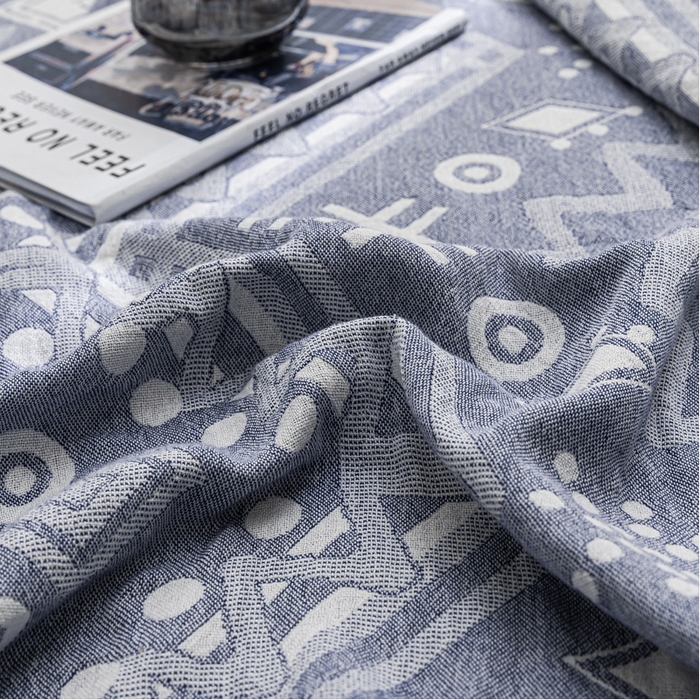 91家纺网 家纺一手货源 找家纺 朴尔家纺-毛巾被 2026春夏新款主推三层水洗棉纱布毛巾被夏被夏凉被空调被 远古图腾-深蓝