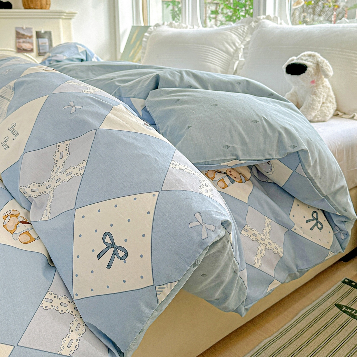 91家纺网 家纺一手货源 找家纺 恩泽家纺 2026春夏新款全棉12868印花四件套单品系列-单被套-提供买家秀，预留缩水率 学院风