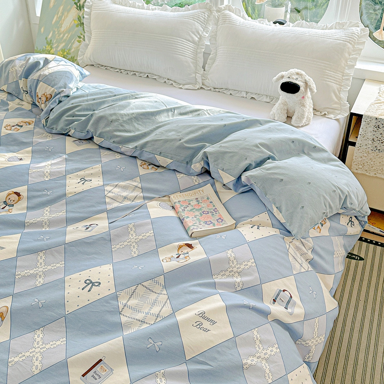 91家纺网 家纺一手货源 找家纺 恩泽家纺 2026春夏新款全棉12868印花四件套单品系列-单被套-提供买家秀，预留缩水率 学院风