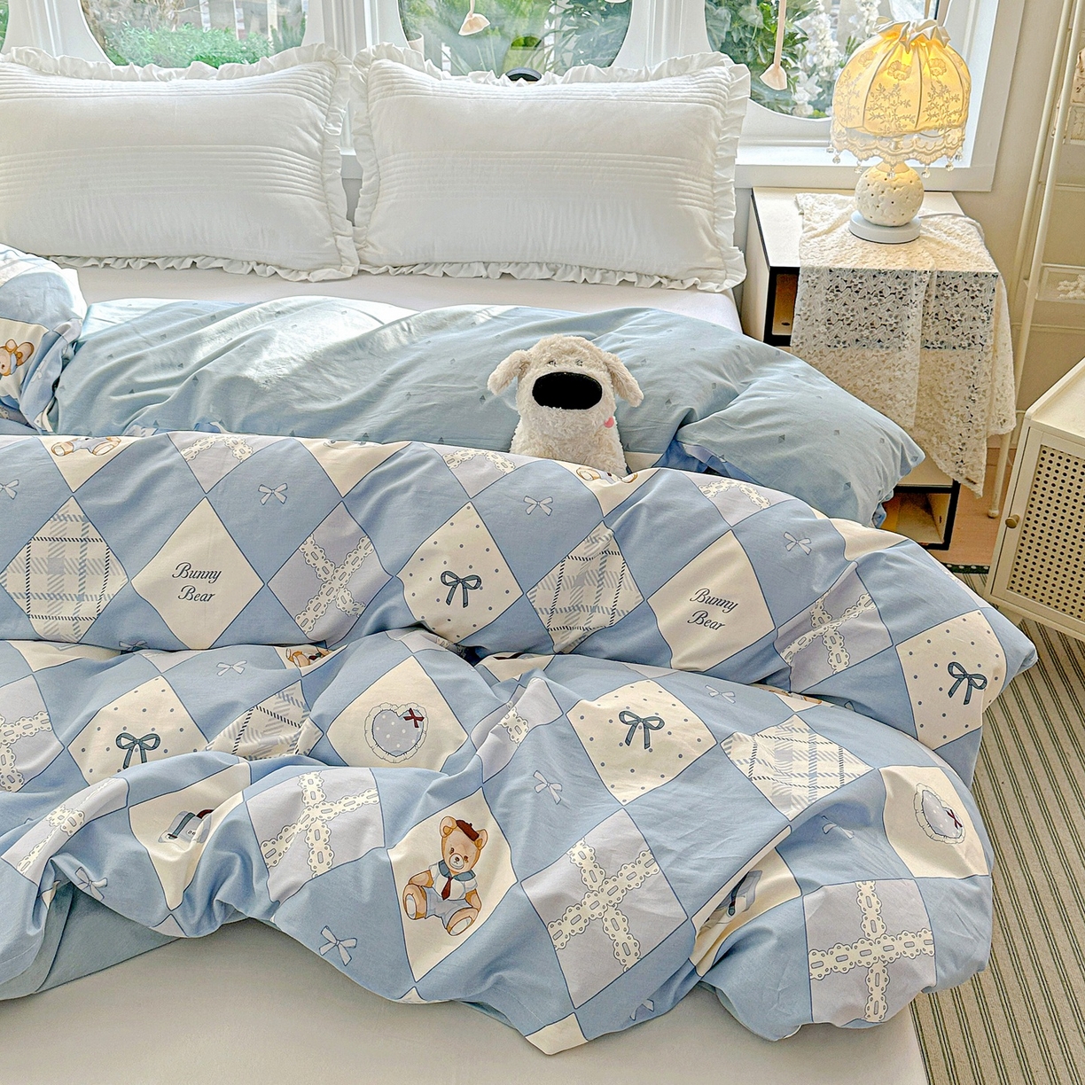 91家纺网 家纺一手货源 找家纺 恩泽家纺 2026春夏新款全棉12868印花四件套单品系列-单被套-提供买家秀，预留缩水率 学院风