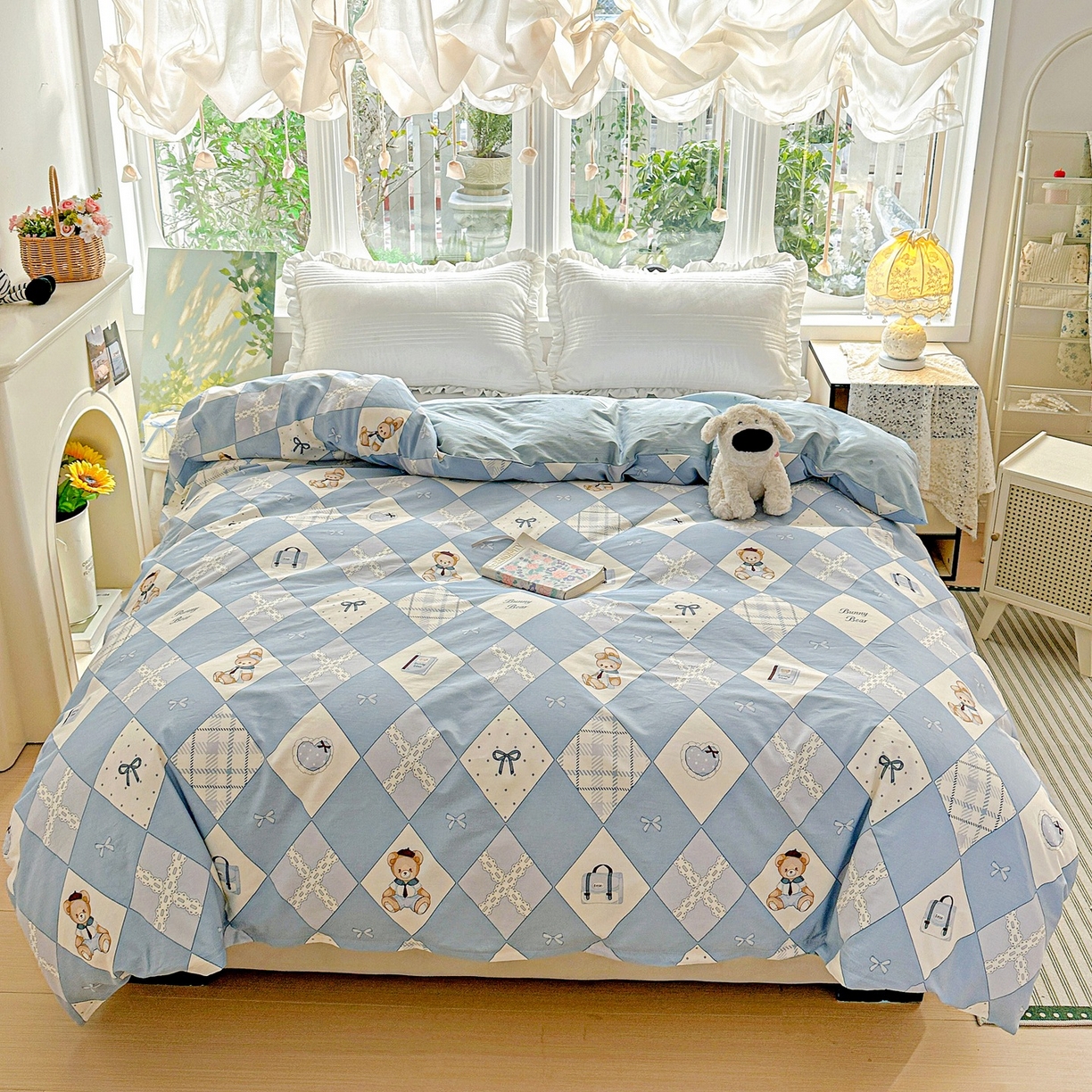 91家纺网 家纺一手货源 找家纺 恩泽家纺 2026春夏新款全棉12868印花四件套单品系列-单被套-提供买家秀，预留缩水率 学院风