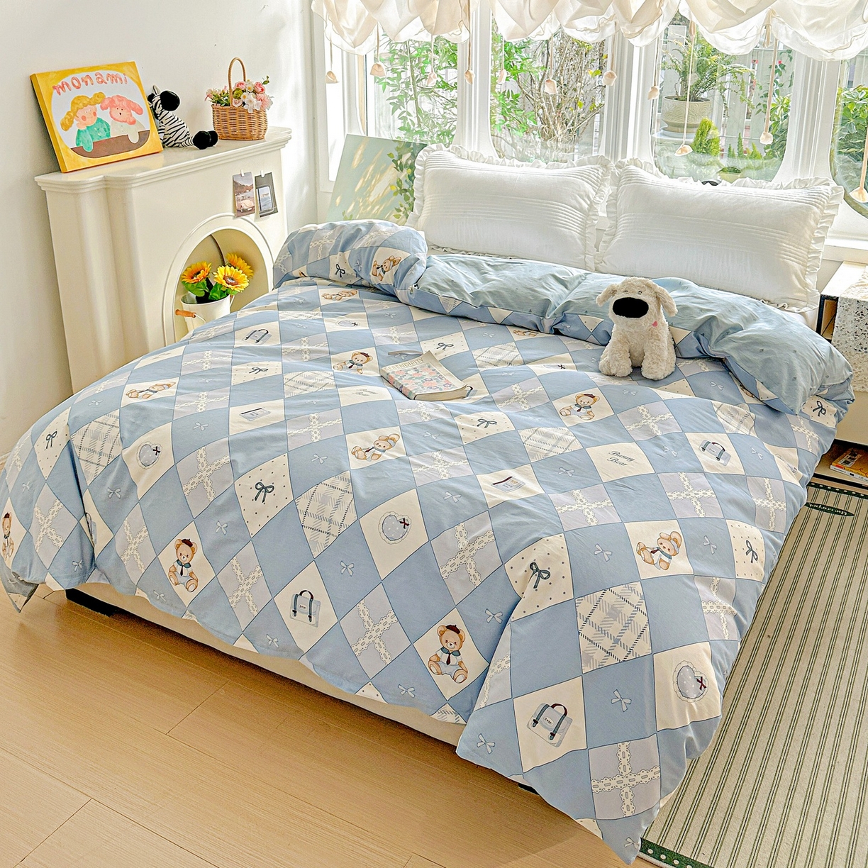 91家纺网 家纺一手货源 找家纺 恩泽家纺 2026春夏新款全棉12868印花四件套单品系列-单被套-提供买家秀，预留缩水率 学院风