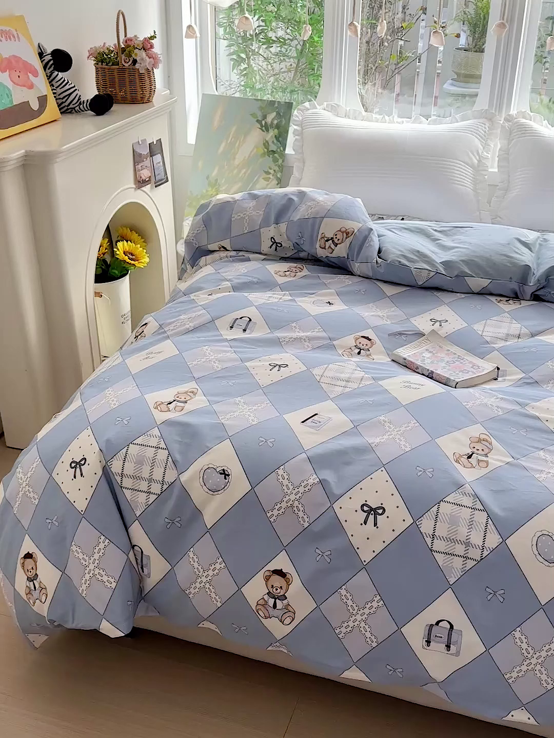 91家纺网 家纺一手货源 找家纺 恩泽家纺 2026春夏新款全棉12868印花四件套单品系列-单被套-提供买家秀，预留缩水率 学院风