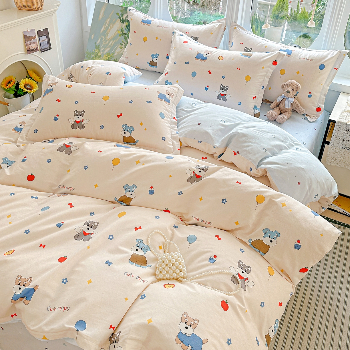 恩泽家纺 2026春夏新款全棉12868印花四件套单品系列-单被套-提供买家秀，预留缩水率 雪纳瑞