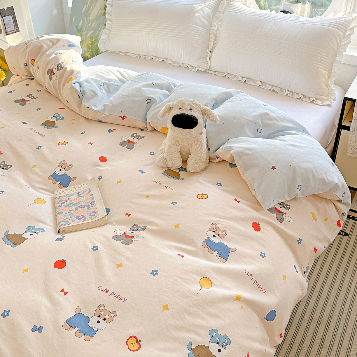 91家纺网 家纺一手货源 找家纺 恩泽家纺 2026春夏新款全棉12868印花四件套单品系列-单被套-提供买家秀，预留缩水率 雪纳瑞