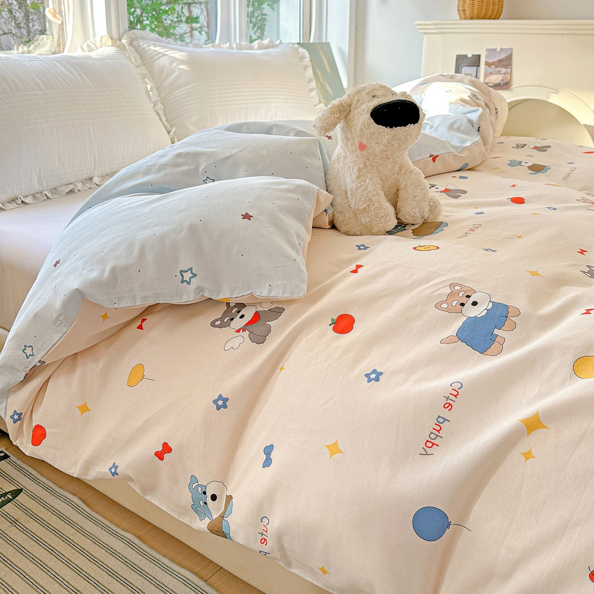 91家纺网 家纺一手货源 找家纺 恩泽家纺 2026春夏新款全棉12868印花四件套单品系列-单被套-提供买家秀，预留缩水率 雪纳瑞