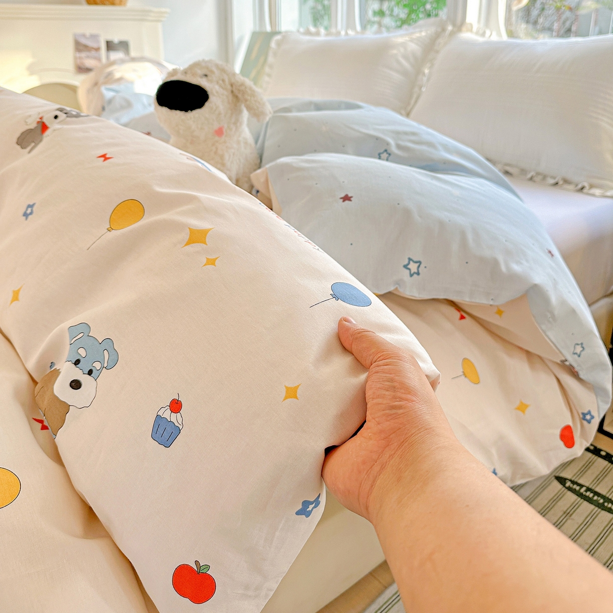 91家纺网 家纺一手货源 找家纺 恩泽家纺 2026春夏新款全棉12868印花四件套单品系列-单被套-提供买家秀，预留缩水率 雪纳瑞