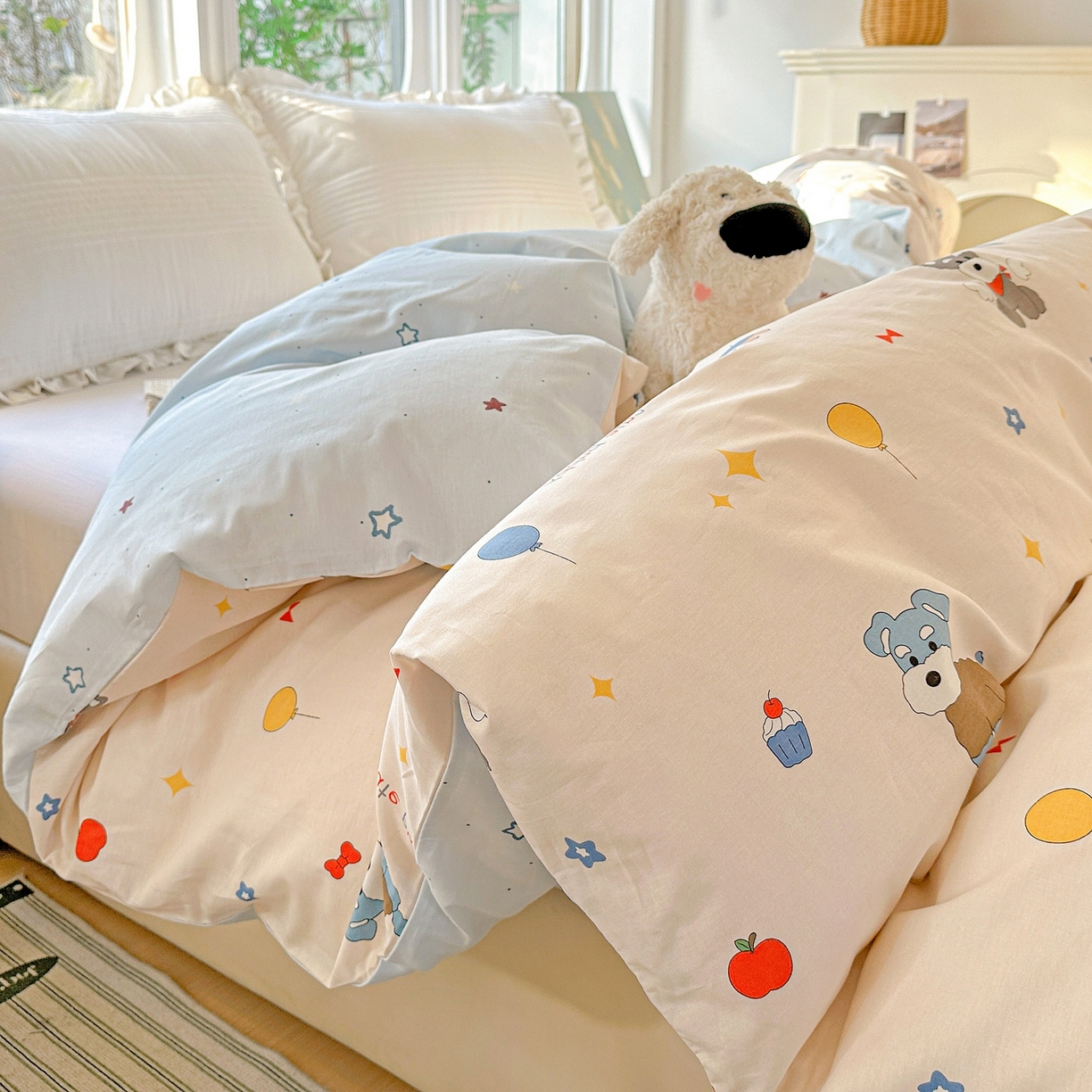 91家纺网 家纺一手货源 找家纺 恩泽家纺 2026春夏新款全棉12868印花四件套单品系列-单被套-提供买家秀，预留缩水率 雪纳瑞