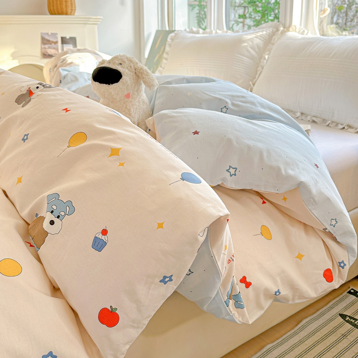 91家纺网 家纺一手货源 找家纺 恩泽家纺 2026春夏新款全棉12868印花四件套单品系列-单被套-提供买家秀，预留缩水率 雪纳瑞