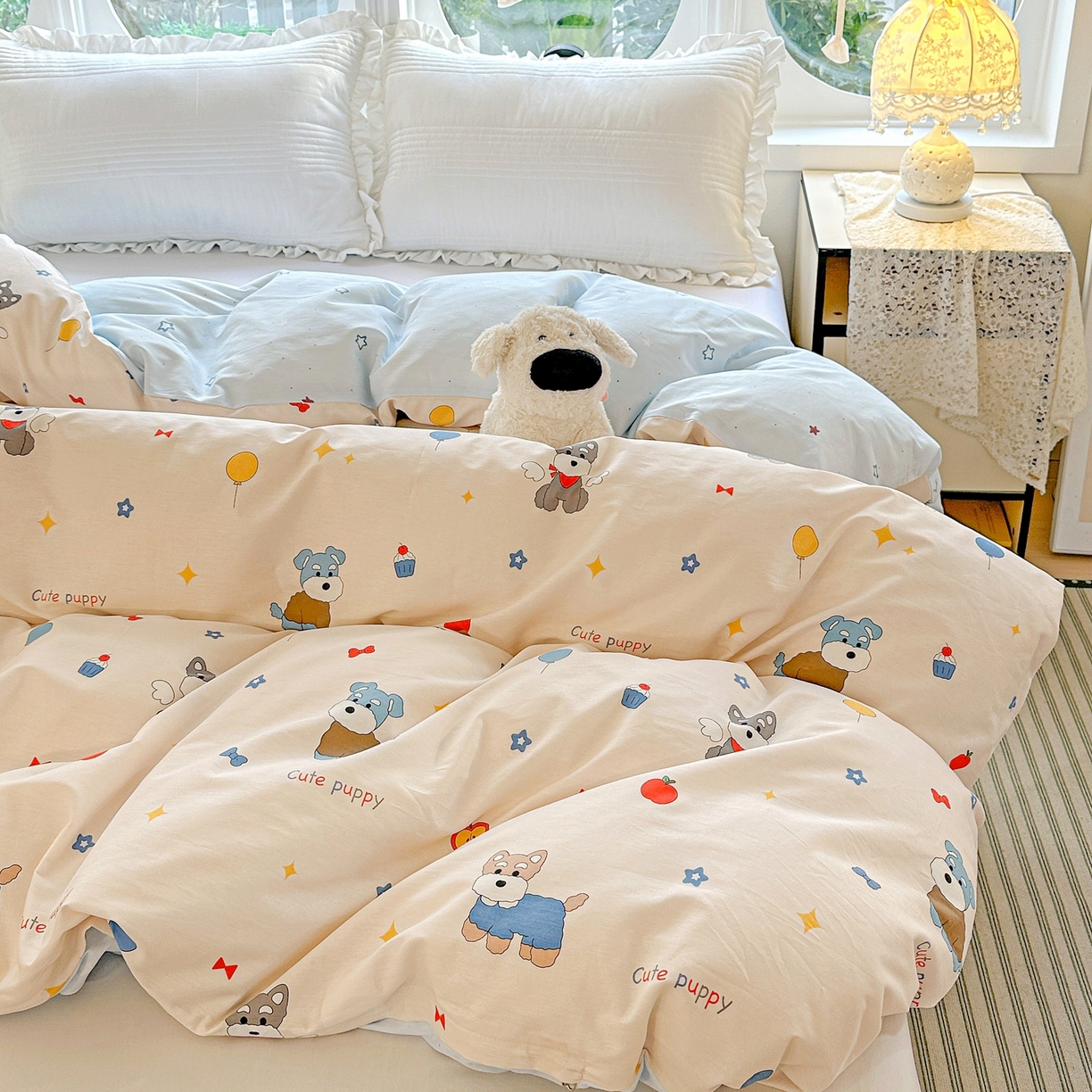 91家纺网 家纺一手货源 找家纺 恩泽家纺 2026春夏新款全棉12868印花四件套单品系列-单被套-提供买家秀，预留缩水率 雪纳瑞