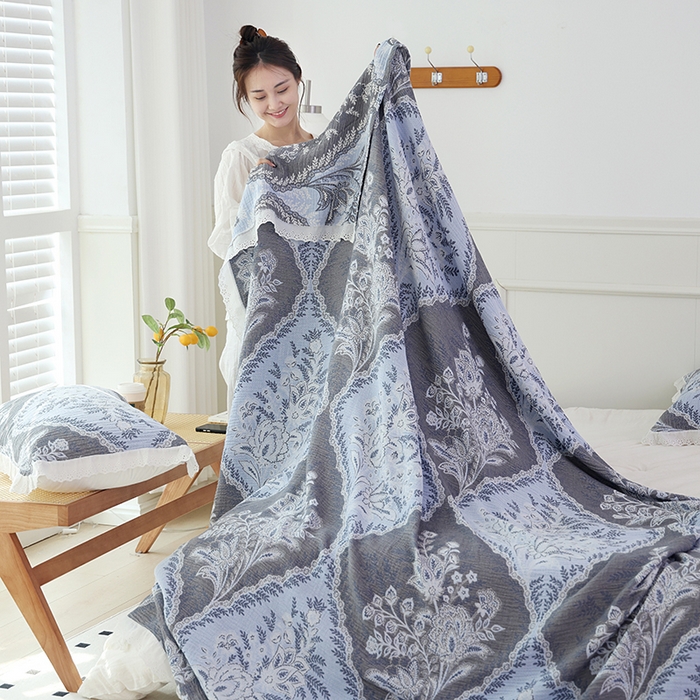 91家纺网 家纺一手货源 找家纺 朴尔家纺-毛巾被 2026春夏新款韩式花边纯棉竹纤维加大成人纱布毛巾被夏被夏凉被空调被 半夏时光-毛巾被