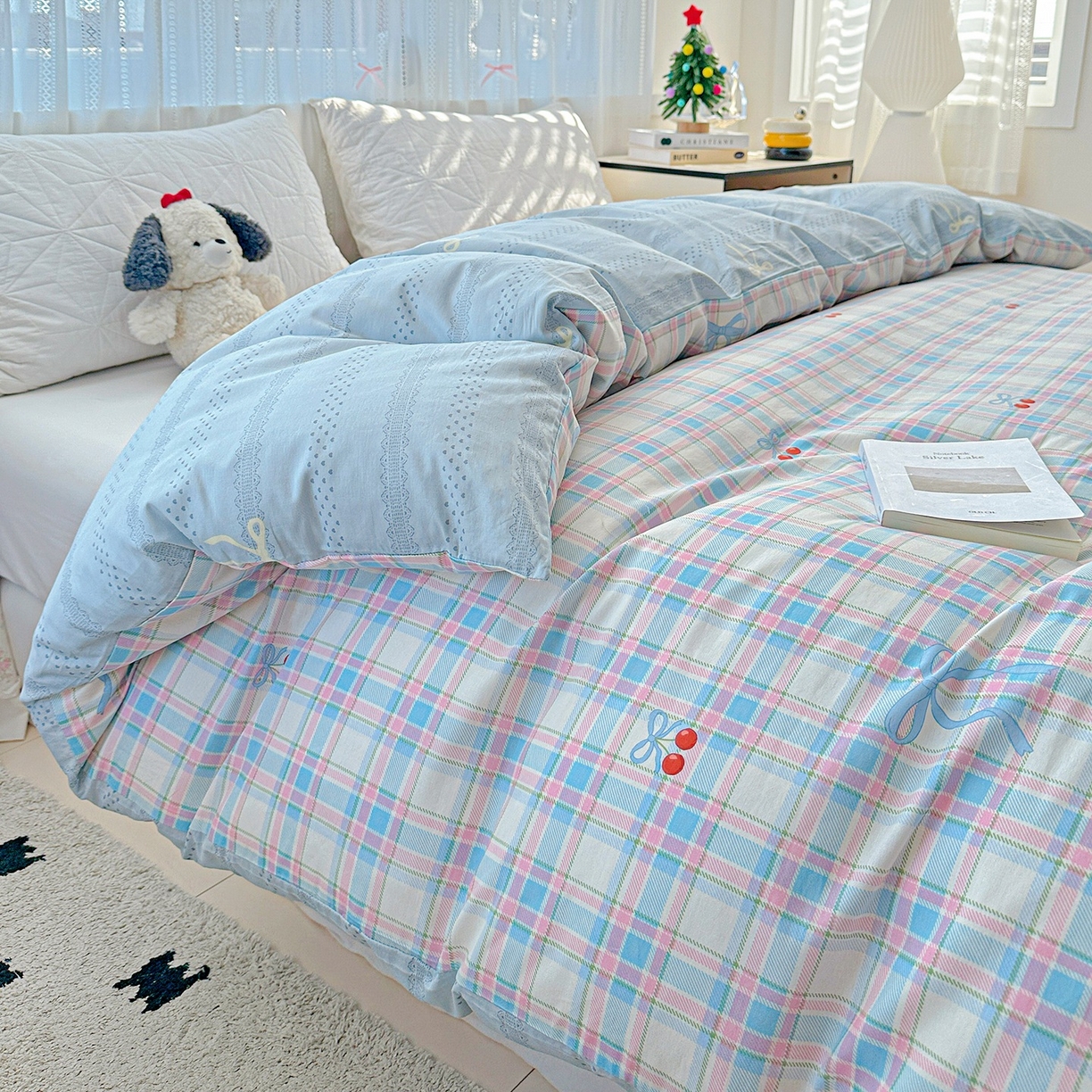 91家纺网 家纺一手货源 找家纺 恩泽家纺 2026春夏新款全棉12868印花四件套单品系列-单被套-提供买家秀，预留缩水率 樱桃派