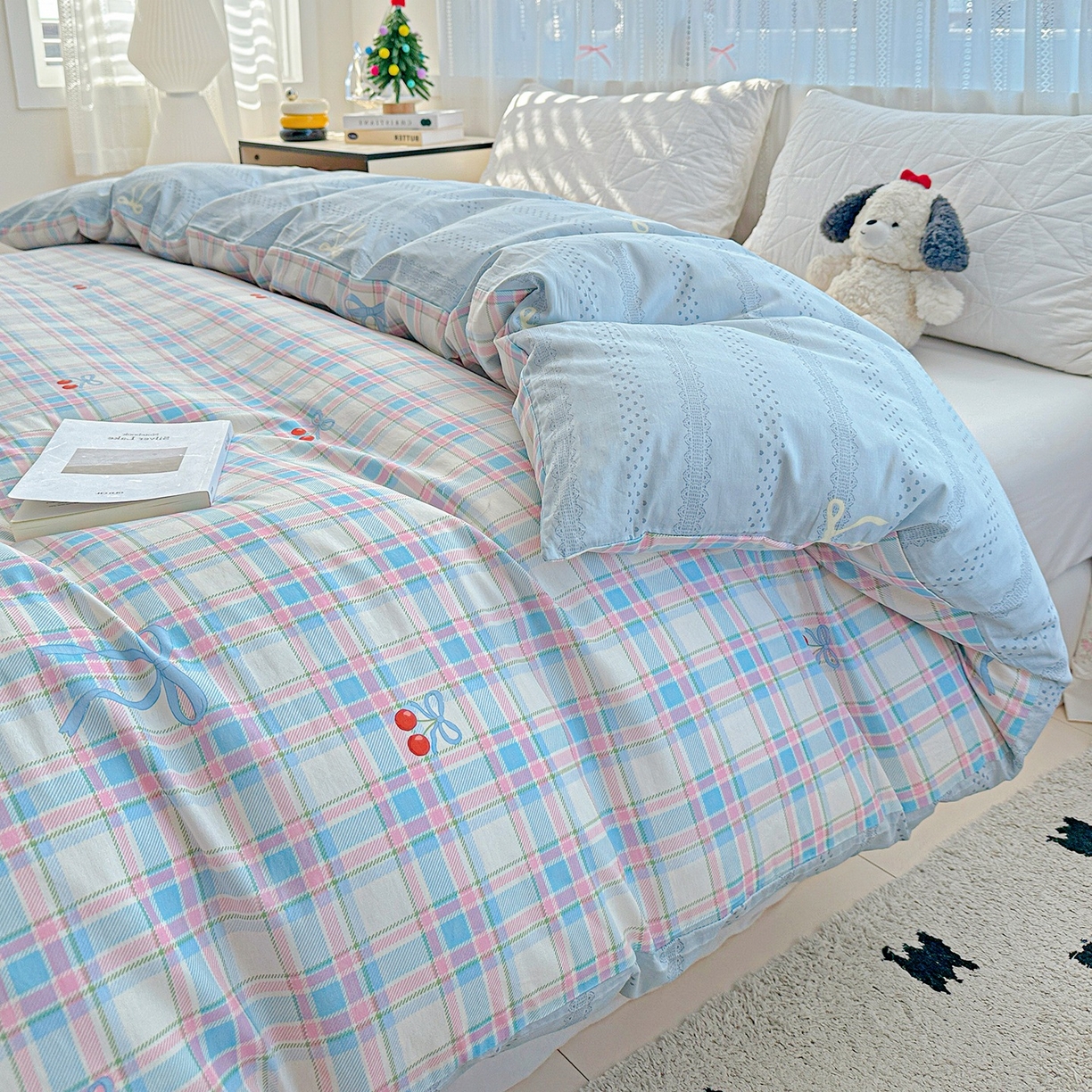 91家纺网 家纺一手货源 找家纺 恩泽家纺 2026春夏新款全棉12868印花四件套单品系列-单被套-提供买家秀，预留缩水率 樱桃派