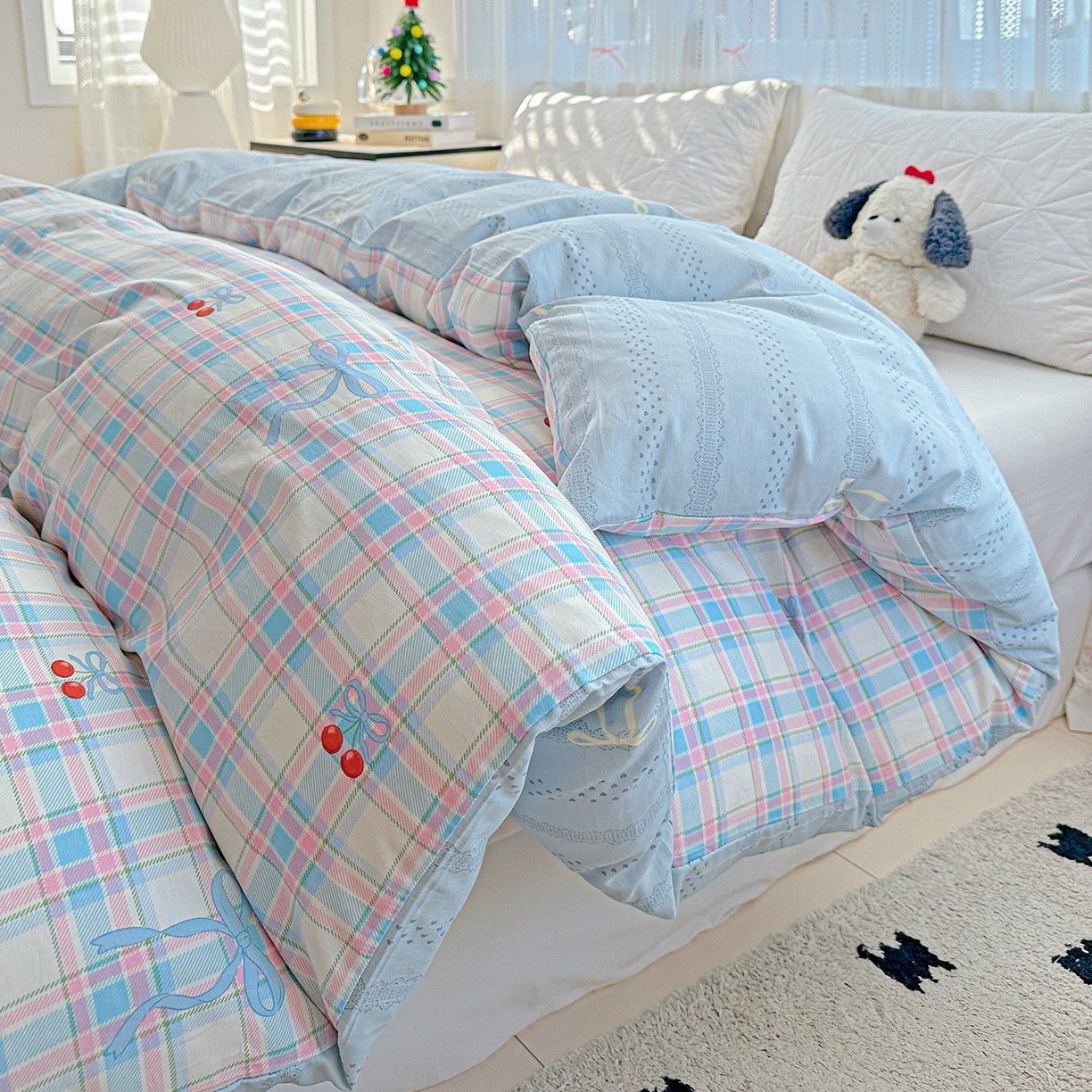 91家纺网 家纺一手货源 找家纺 恩泽家纺 2026春夏新款全棉12868印花四件套单品系列-单被套-提供买家秀，预留缩水率 樱桃派