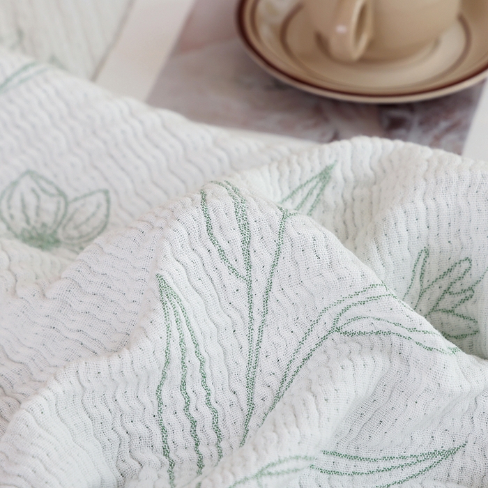 91家纺网 家纺一手货源 找家纺 朴尔家纺-毛巾被 2026春夏新款韩式花边纯棉竹纤维加大成人纱布毛巾被夏被夏凉被空调被 怒放-绿毛巾被