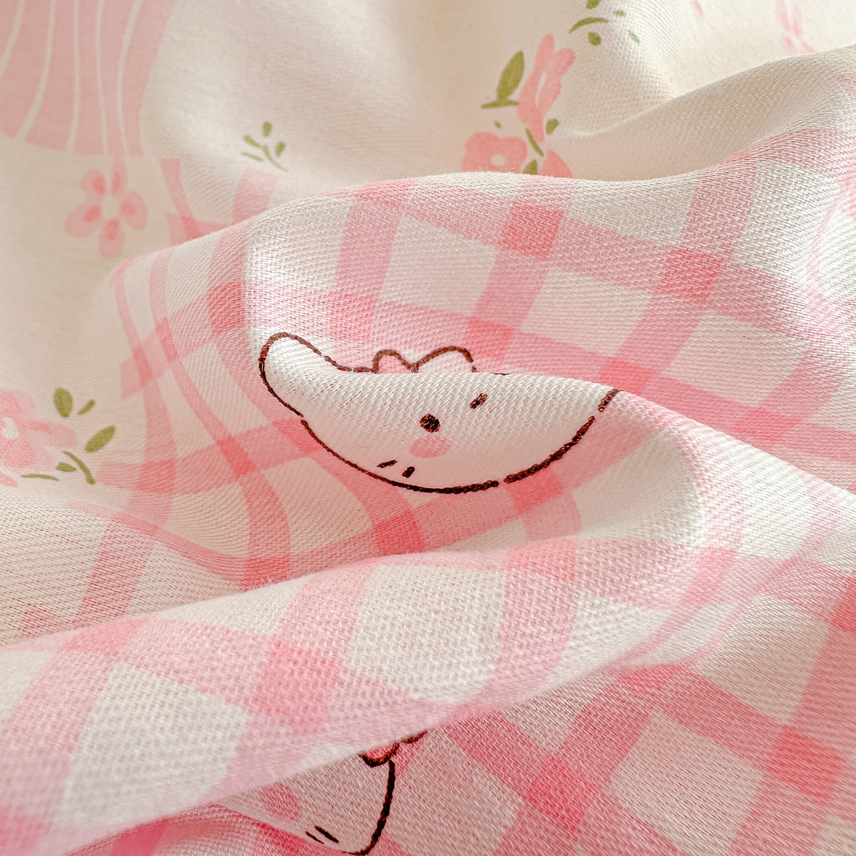 91家纺网 家纺一手货源 找家纺 恩泽家纺 2026春夏新款全棉纯棉12868印花四件套及单品系列-单床单床单单件 可爱喵