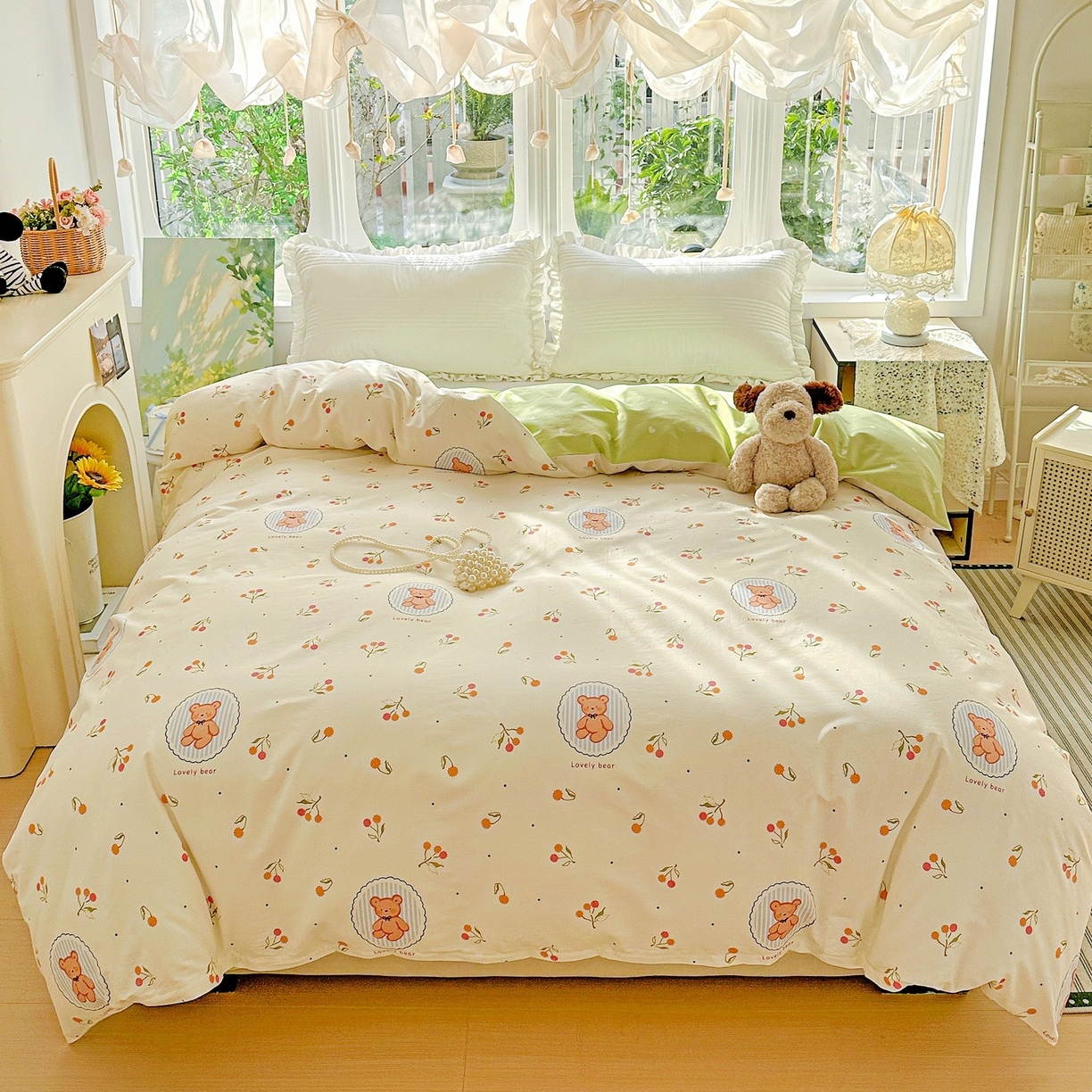 91家纺网 家纺一手货源 找家纺 恩泽家纺 2026春夏新款全棉12868印花四件套单品系列-单被套-提供买家秀，预留缩水率 樱桃小熊