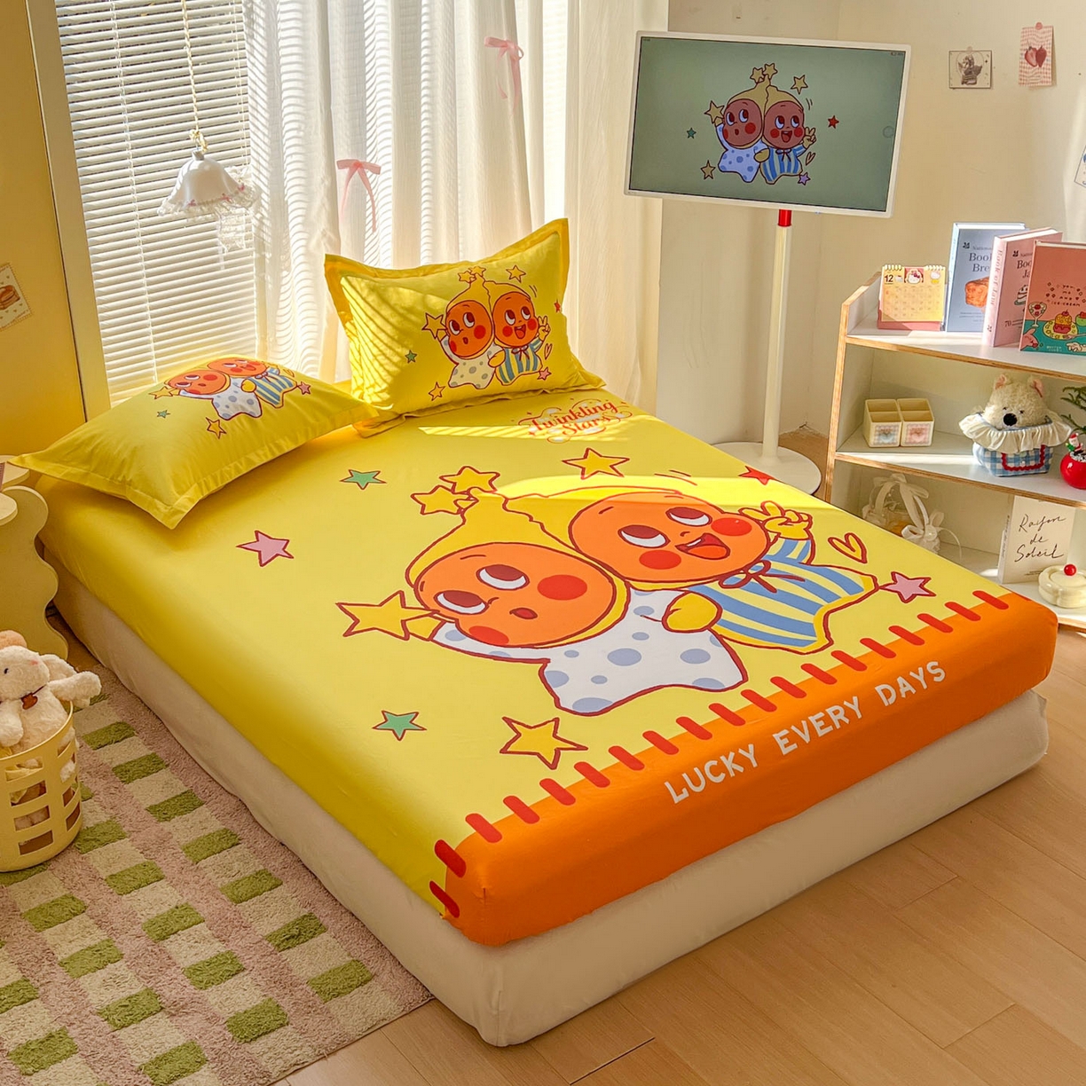 91家纺网 家纺一手货源 找家纺 浩诚 2026新款全棉纯棉床笠单件床笠单品单床笠单枕套 小星仔