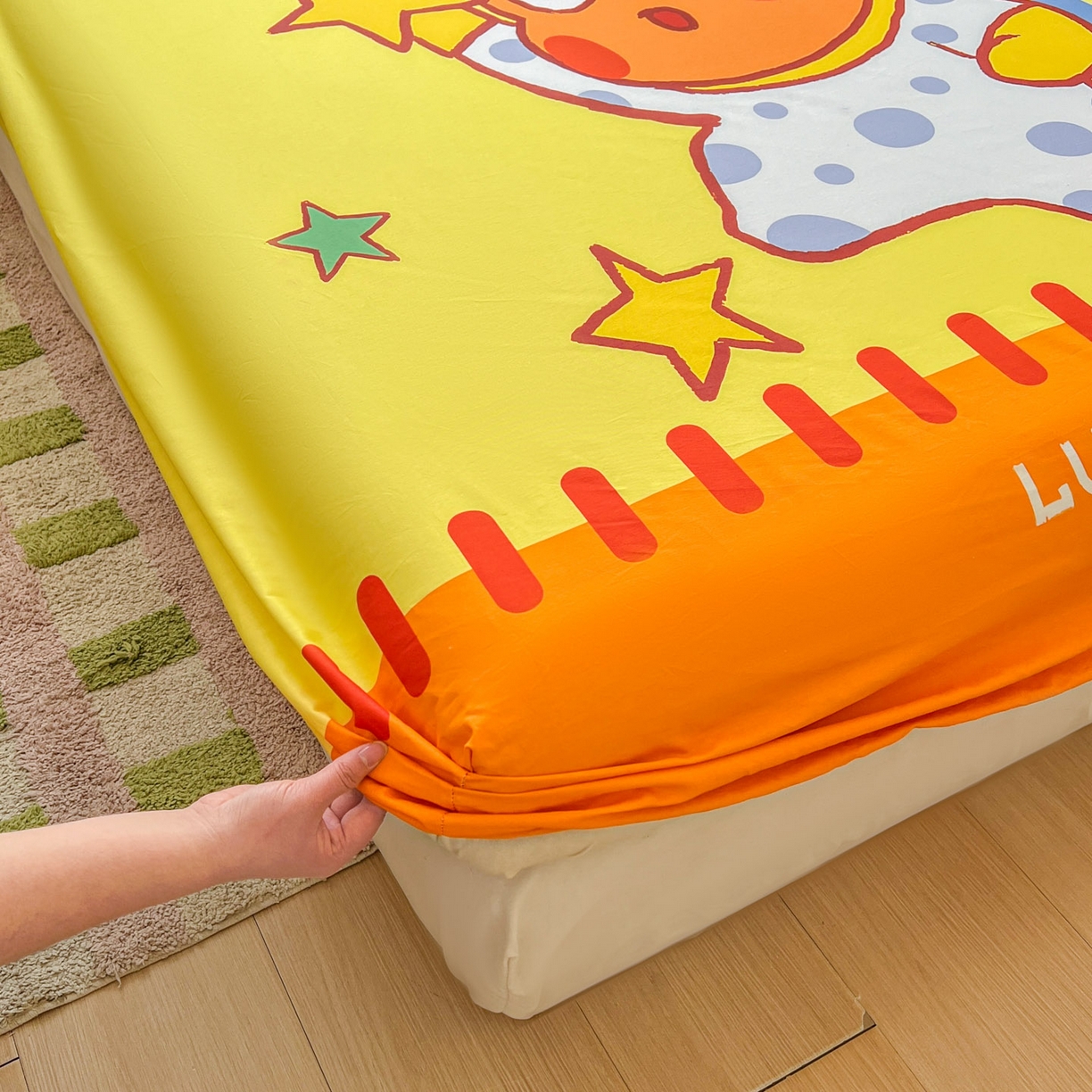 91家纺网 家纺一手货源 找家纺 浩诚 2026新款全棉纯棉床笠单件床笠单品单床笠单枕套 小星仔