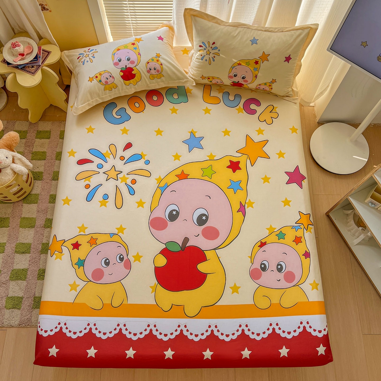 91家纺网 家纺一手货源 找家纺 浩诚 2026新款全棉纯棉床笠单件床笠单品单床笠单枕套 星星梦