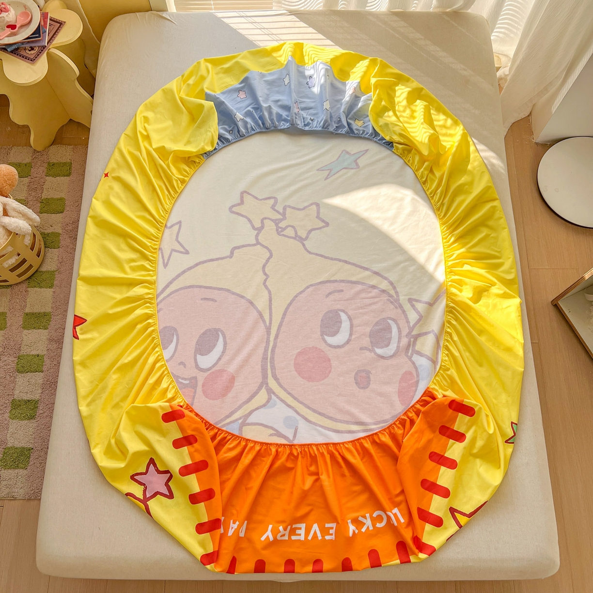 91家纺网 家纺一手货源 找家纺 浩诚 2026新款全棉纯棉床笠单件床笠单品单床笠单枕套 小星仔