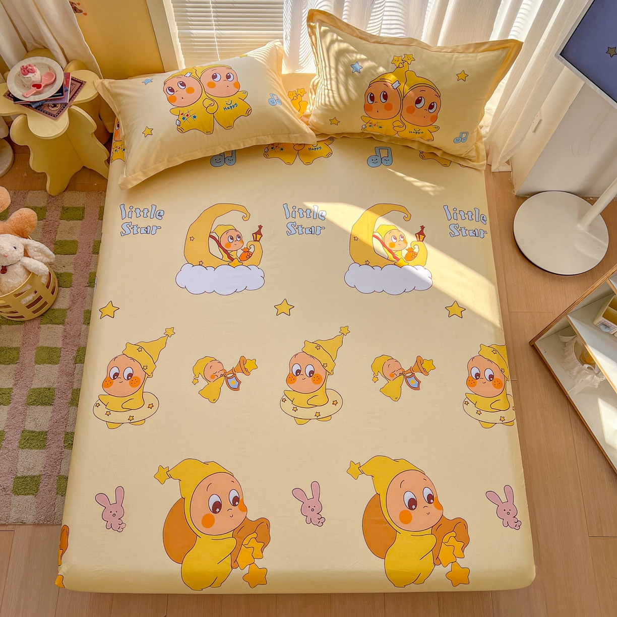 91家纺网 家纺一手货源 找家纺 浩诚 2026新款全棉纯棉床笠单件床笠单品单床笠单枕套 星语心愿