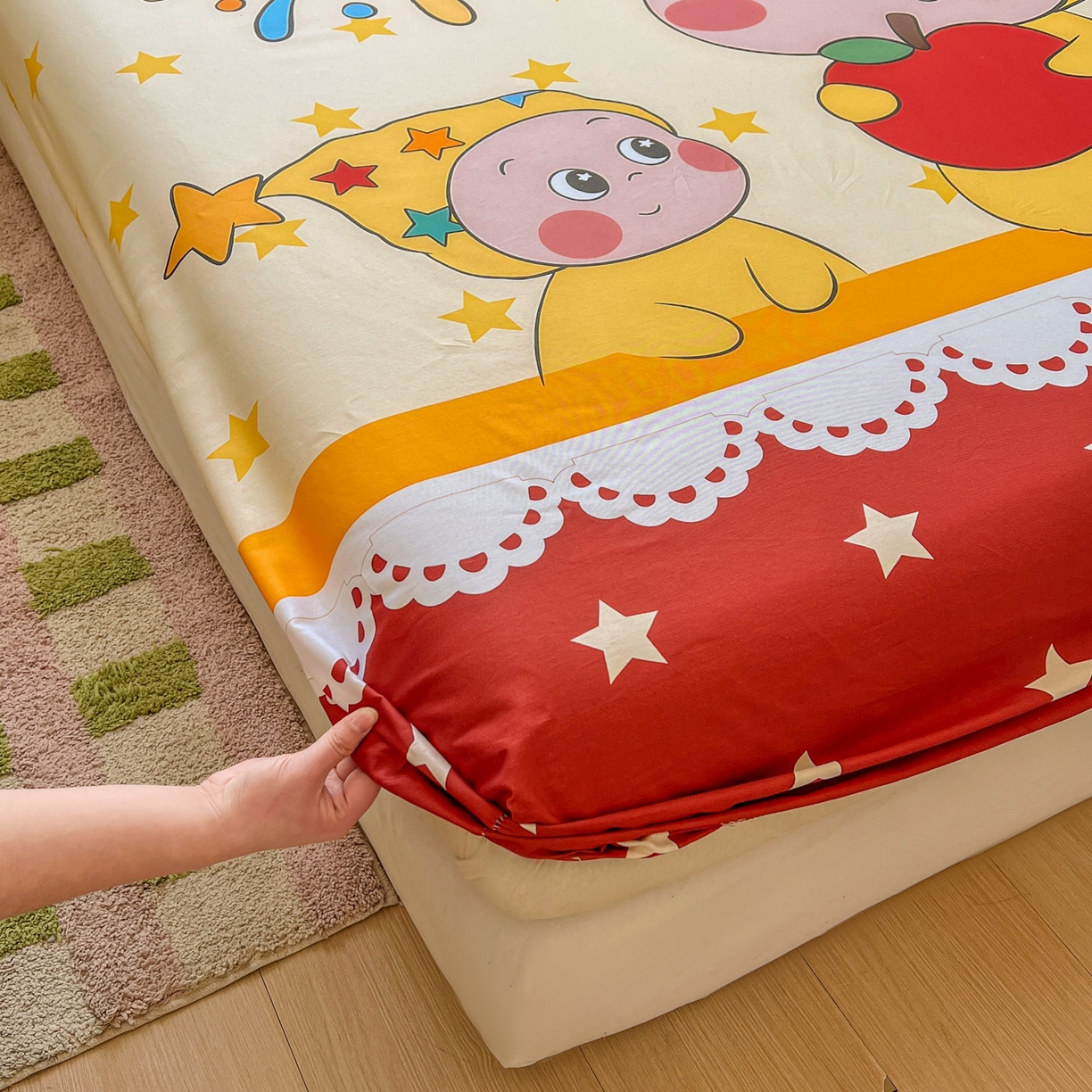 91家纺网 家纺一手货源 找家纺 浩诚 2026新款全棉纯棉床笠单件床笠单品单床笠单枕套 星星梦