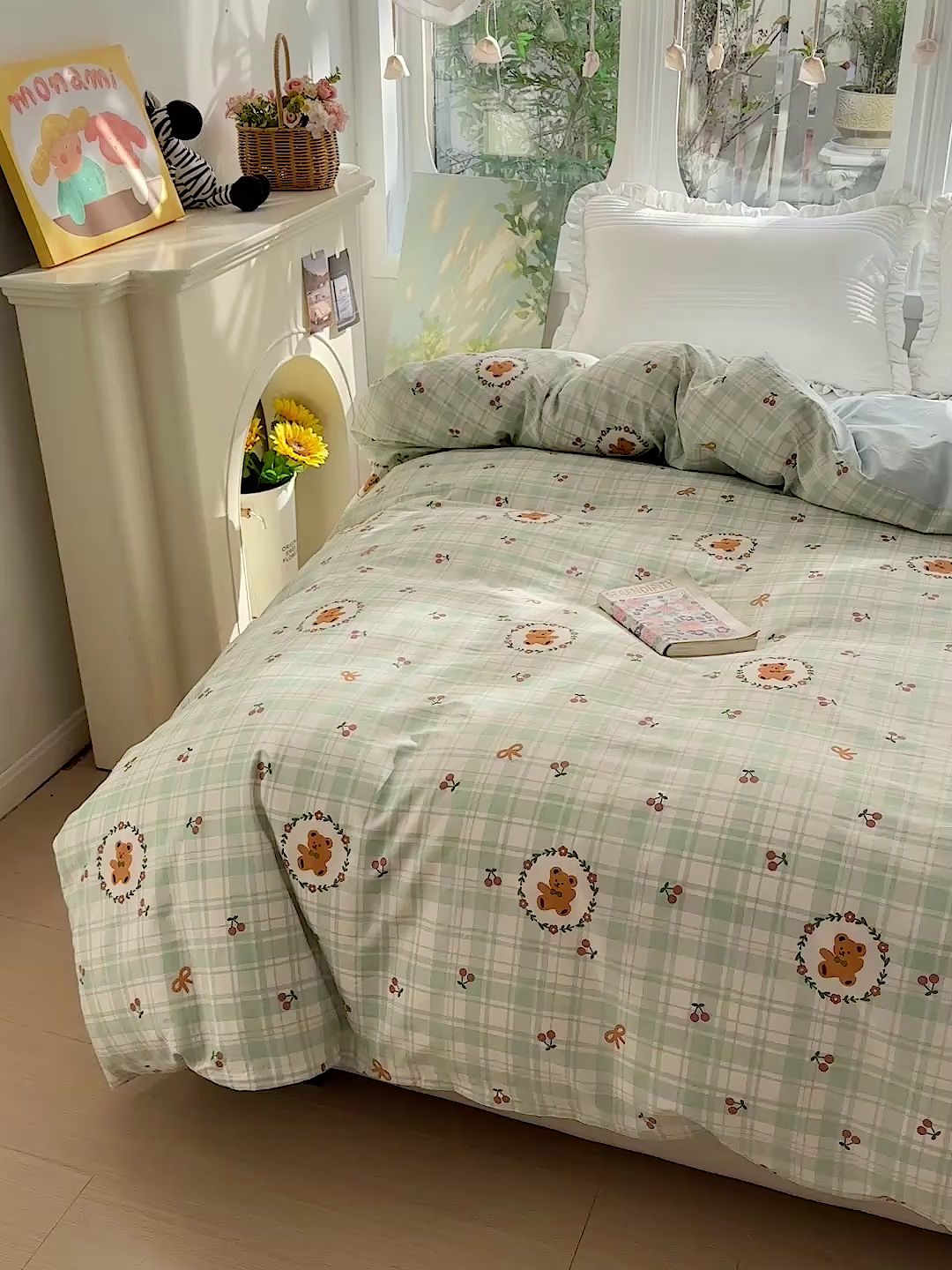 91家纺网 家纺一手货源 找家纺 恩泽家纺 2026春夏新款全棉12868印花四件套单品系列-单被套-提供买家秀，预留缩水率 樱桃小熊