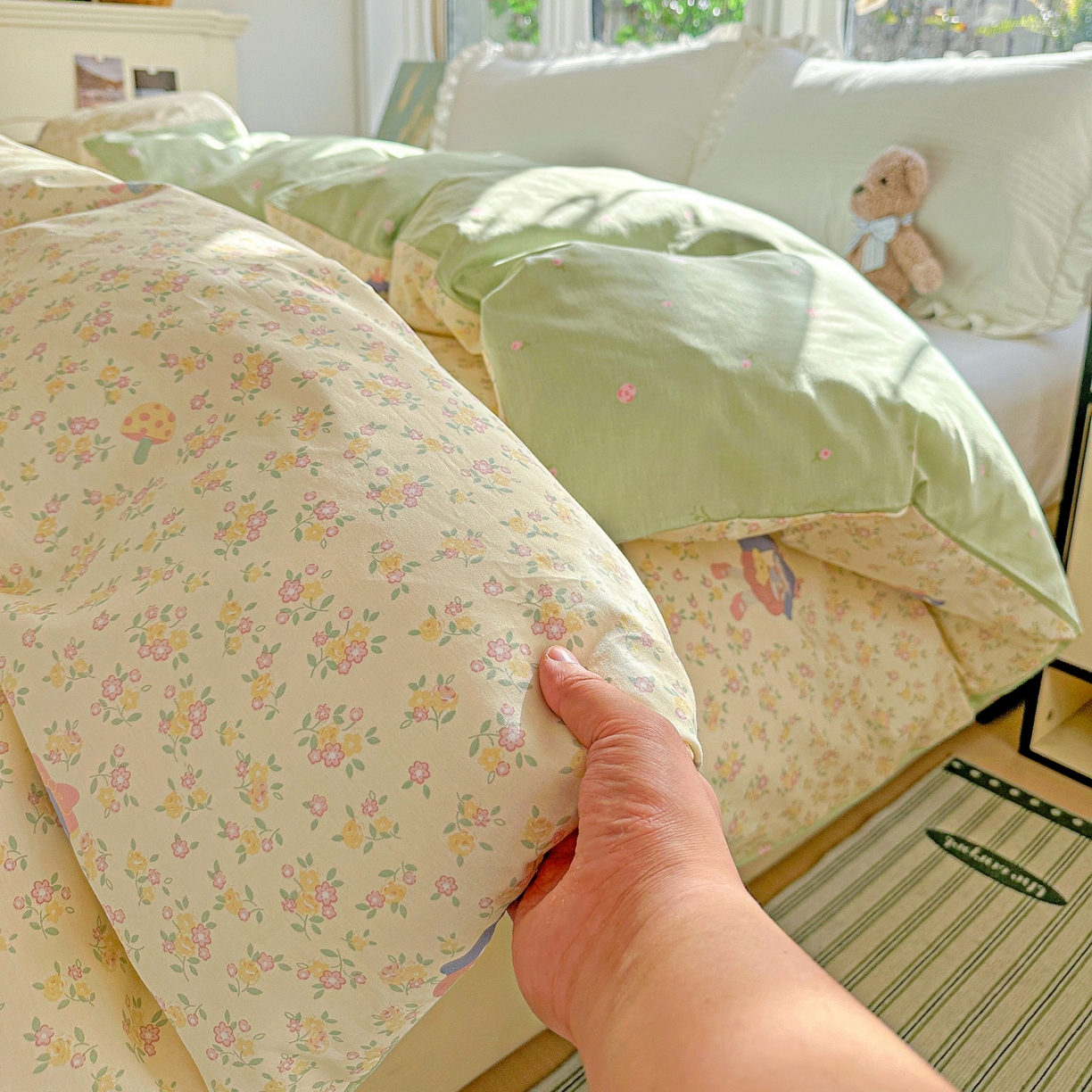 91家纺网 家纺一手货源 找家纺 恩泽家纺 2026春夏新款全棉12868印花四件套单品系列-单被套-提供买家秀，预留缩水率 宅宅女孩