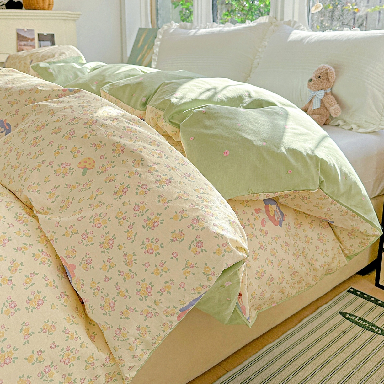 91家纺网 家纺一手货源 找家纺 恩泽家纺 2026春夏新款全棉12868印花四件套单品系列-单被套-提供买家秀，预留缩水率 宅宅女孩