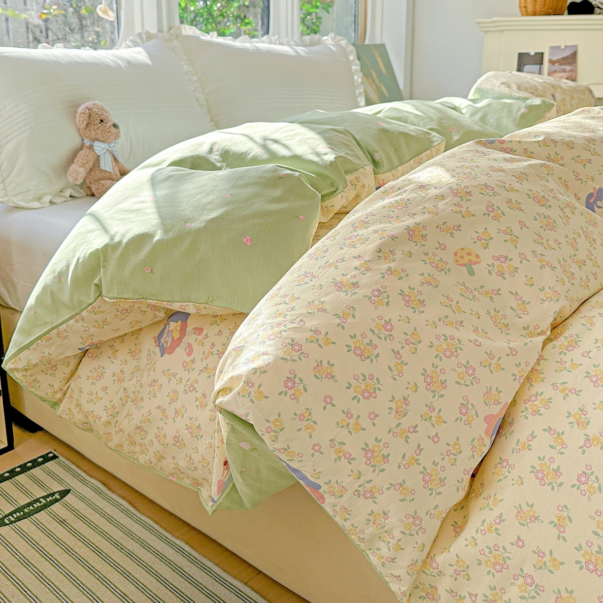 91家纺网 家纺一手货源 找家纺 恩泽家纺 2026春夏新款全棉12868印花四件套单品系列-单被套-提供买家秀，预留缩水率 宅宅女孩