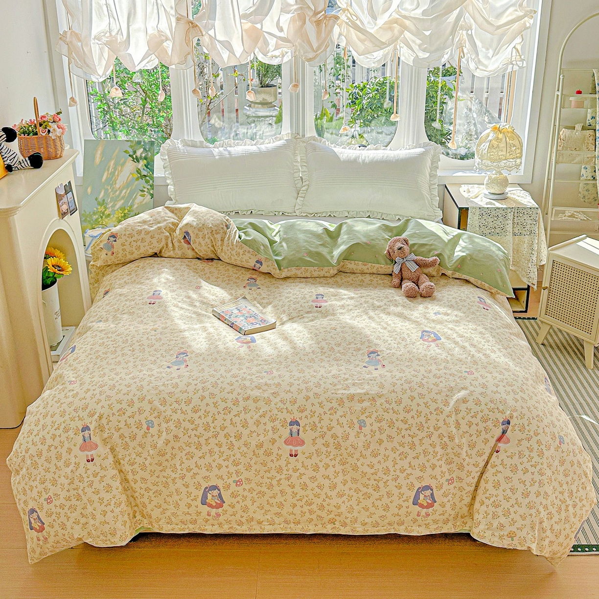 91家纺网 家纺一手货源 找家纺 恩泽家纺 2026春夏新款全棉12868印花四件套单品系列-单被套-提供买家秀，预留缩水率 宅宅女孩