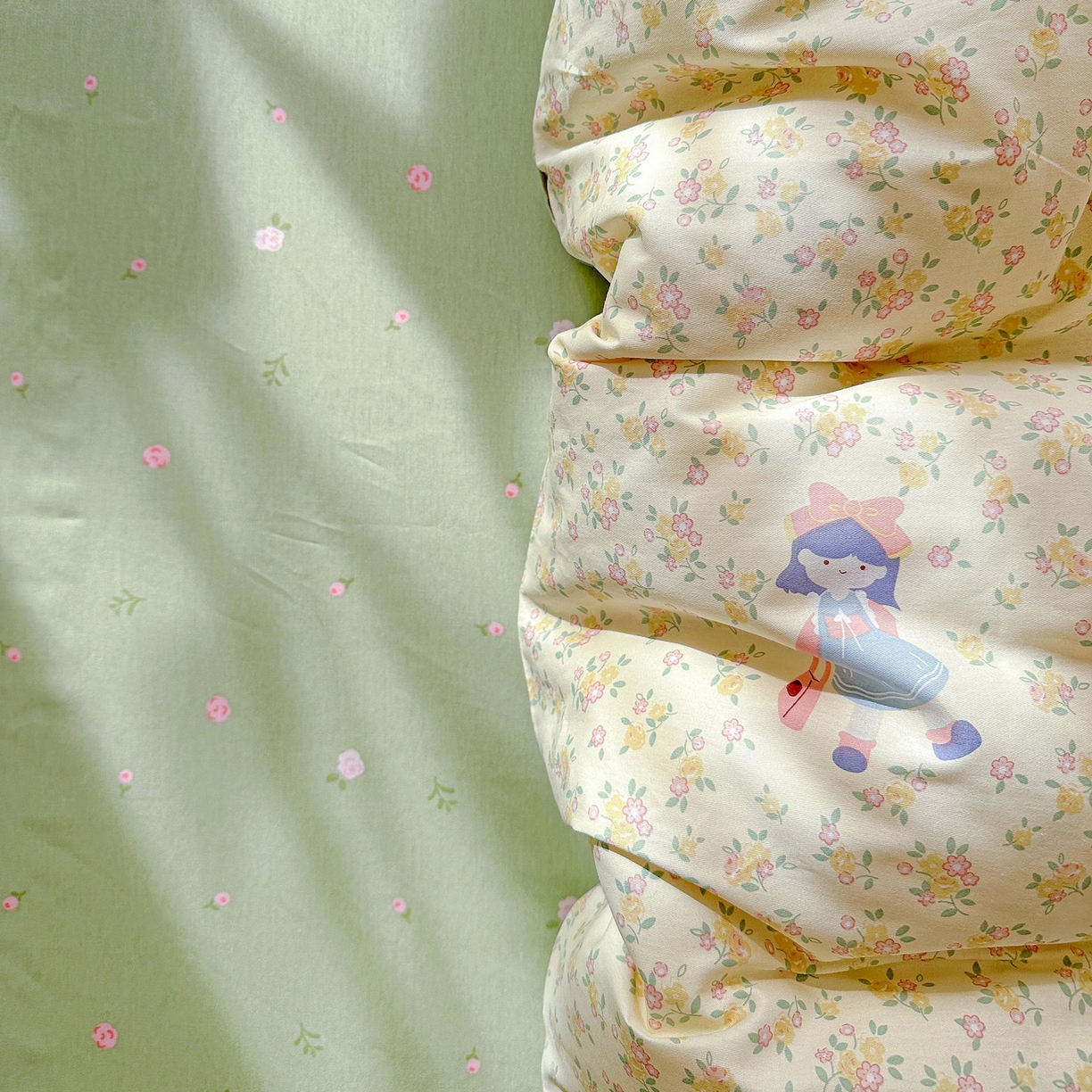 91家纺网 家纺一手货源 找家纺 恩泽家纺 2026春夏新款全棉12868印花四件套单品系列-单被套-提供买家秀，预留缩水率 宅宅女孩