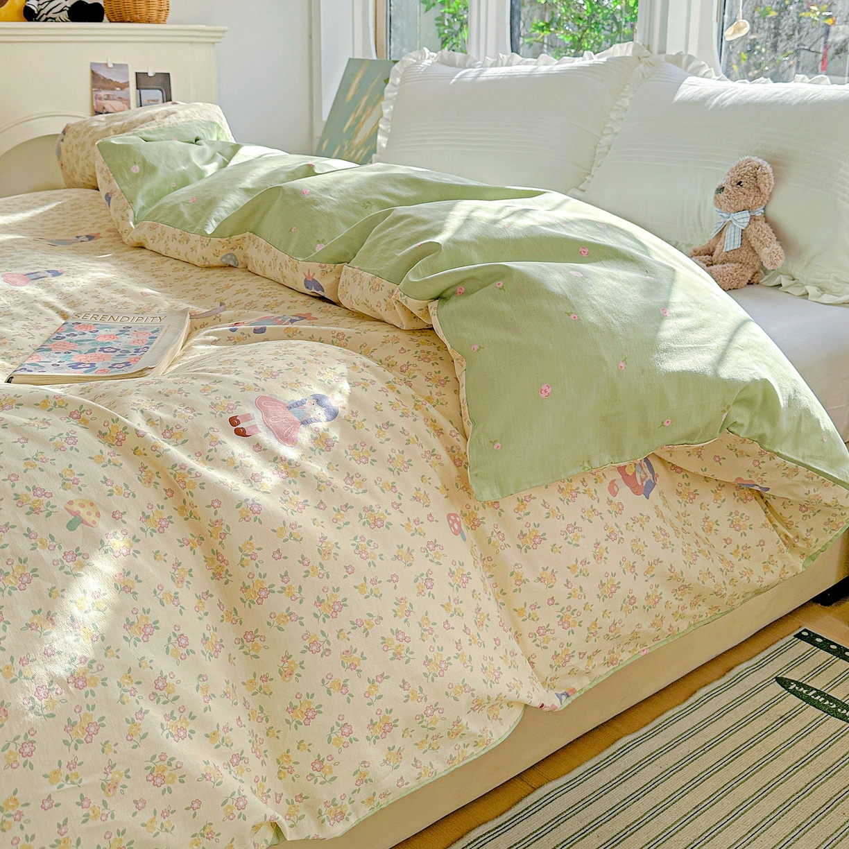 91家纺网 家纺一手货源 找家纺 恩泽家纺 2026春夏新款全棉12868印花四件套单品系列-单被套-提供买家秀，预留缩水率 宅宅女孩