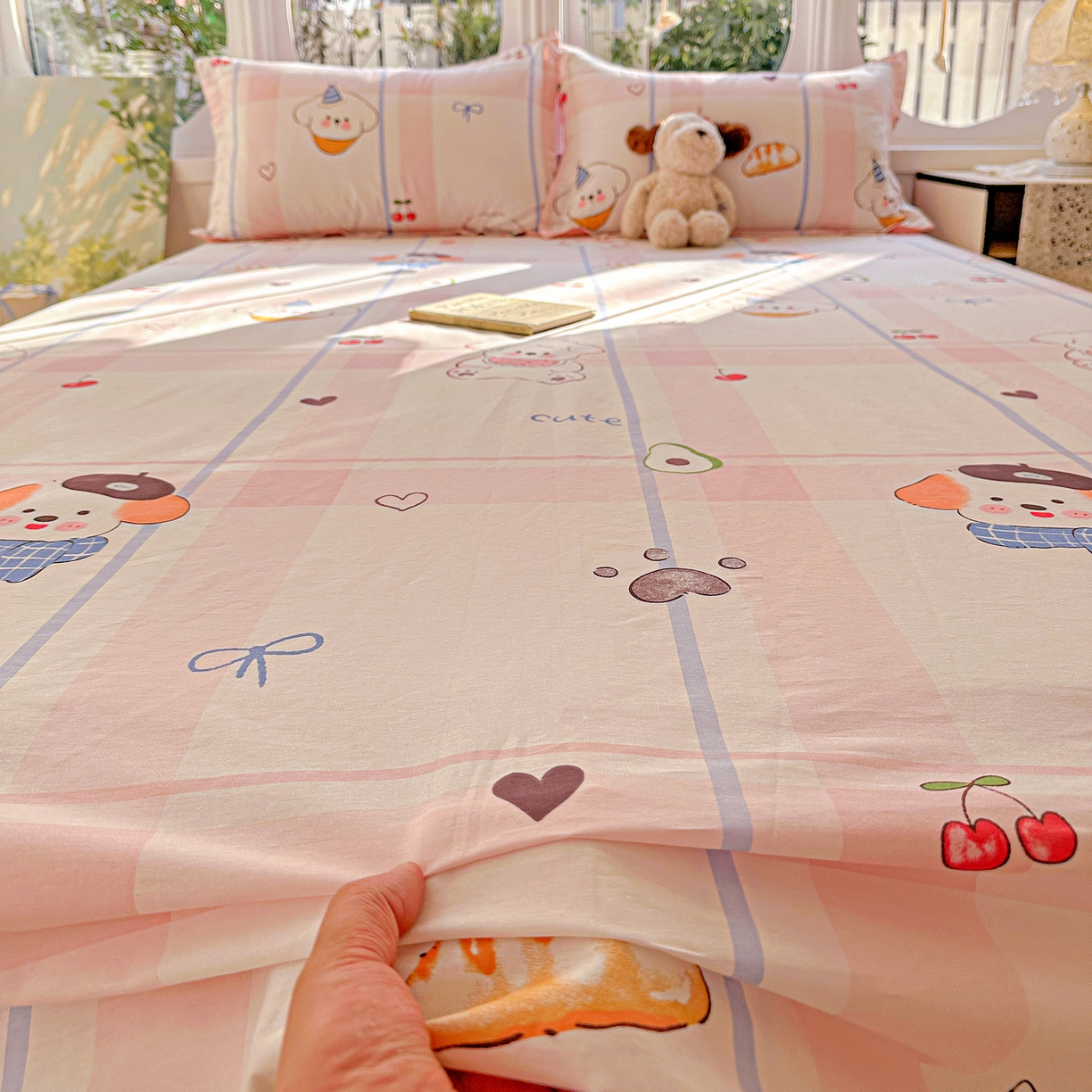 91家纺网 家纺一手货源 找家纺 恩泽家纺 2026春夏新款全棉纯棉12868印花四件套及单品系列-单床单床单单件 帽子小狗