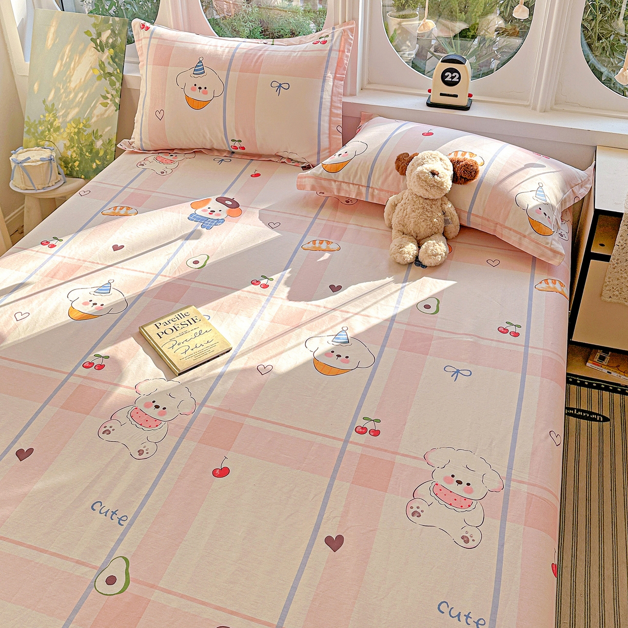 91家纺网 家纺一手货源 找家纺 恩泽家纺 2026春夏新款全棉纯棉12868印花四件套及单品系列-单床单床单单件 帽子小狗