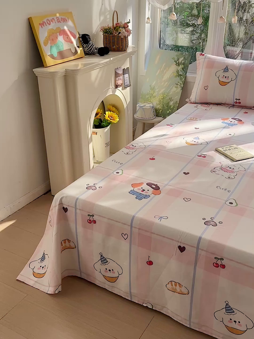 91家纺网 家纺一手货源 找家纺 恩泽家纺 2026春夏新款全棉纯棉12868印花四件套及单品系列-单床单床单单件 帽子小狗