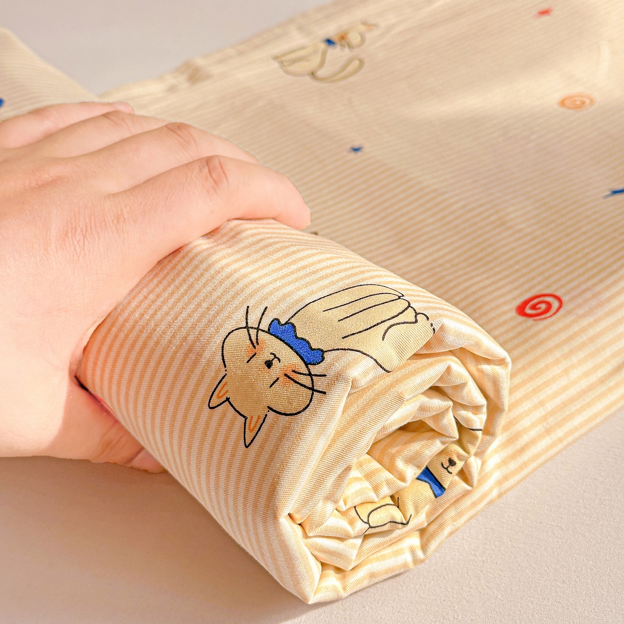 91家纺网 家纺一手货源 找家纺 恩泽家纺 2026春夏新款全棉纯棉12868印花四件套及单品系列-单床单床单单件 喵喵