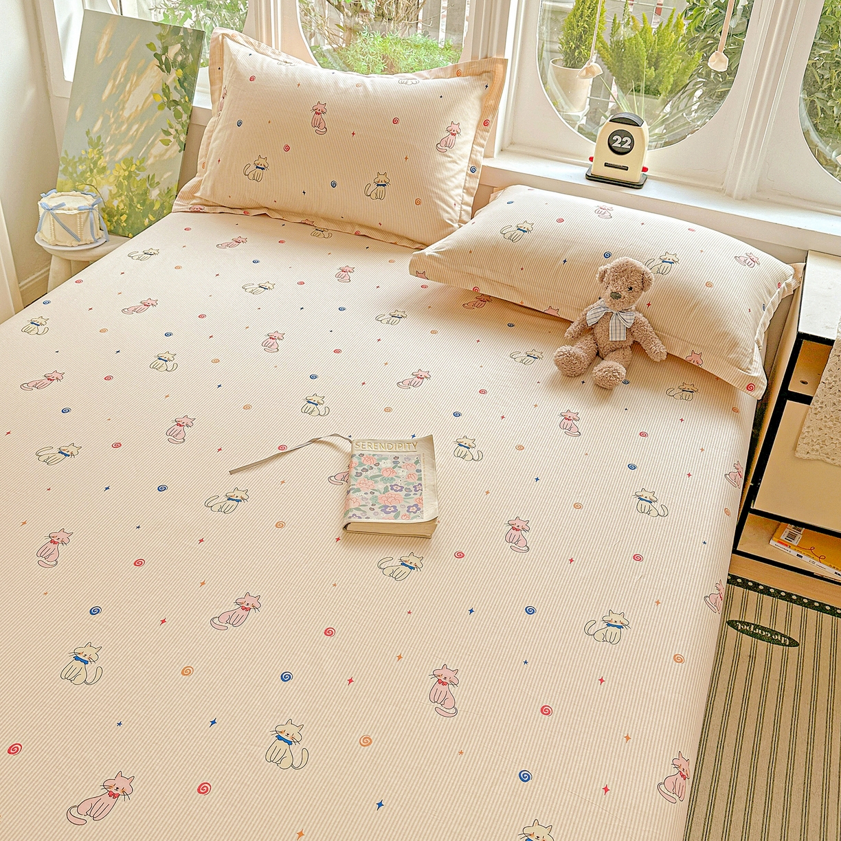 91家纺网 家纺一手货源 找家纺 恩泽家纺 2026春夏新款全棉纯棉12868印花四件套及单品系列-单床单床单单件 喵喵