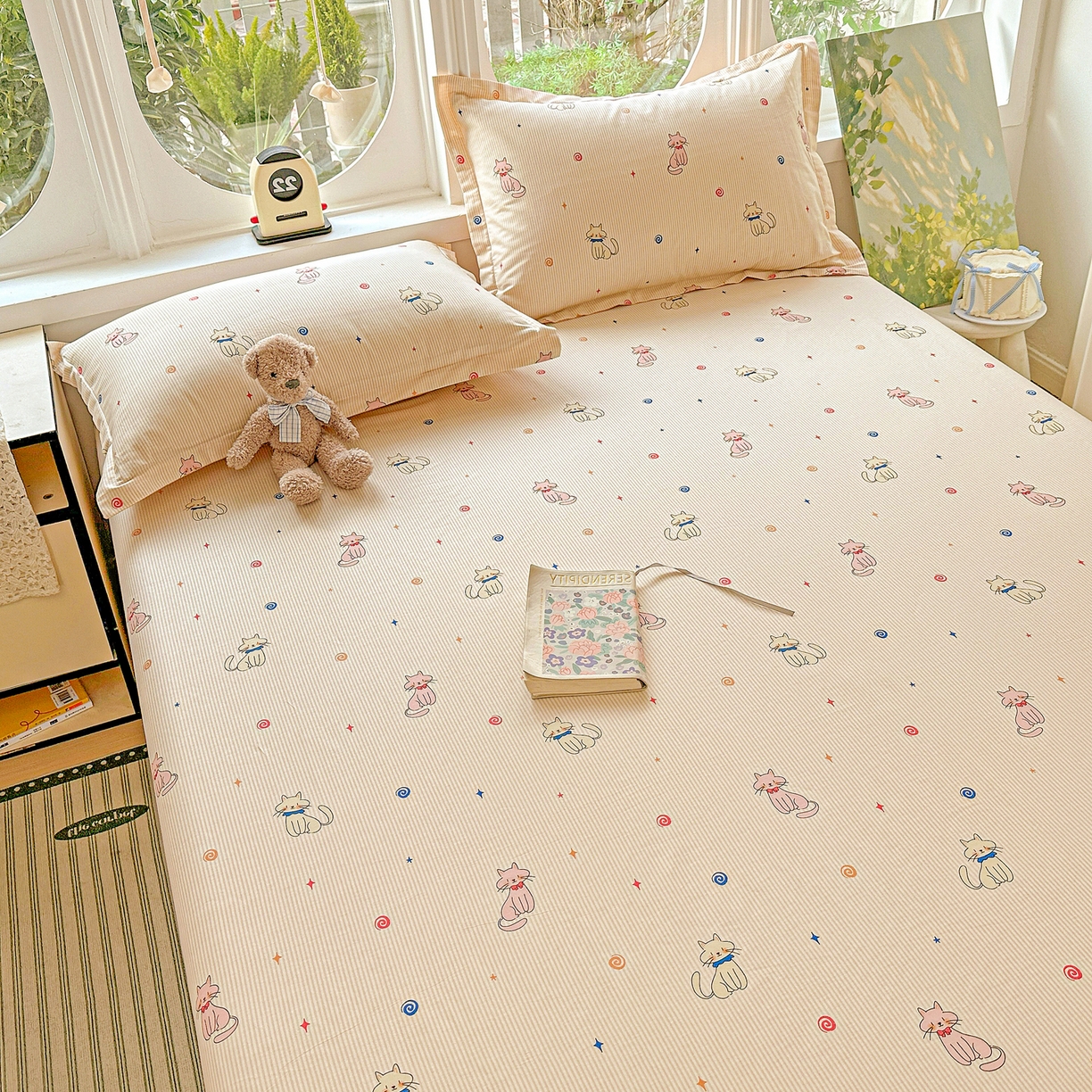 91家纺网 家纺一手货源 找家纺 恩泽家纺 2026春夏新款全棉纯棉12868印花四件套及单品系列-单床单床单单件 喵喵