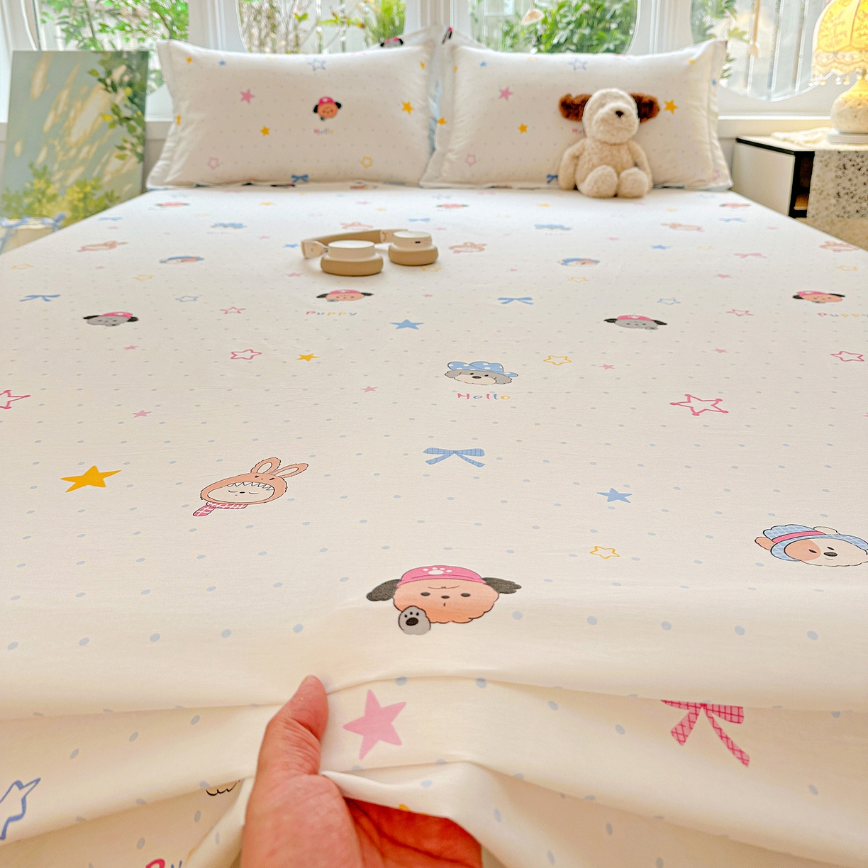 91家纺网 家纺一手货源 找家纺 恩泽家纺 2026春夏新款全棉纯棉12868印花四件套及单品系列-单床单床单单件 魔法帽