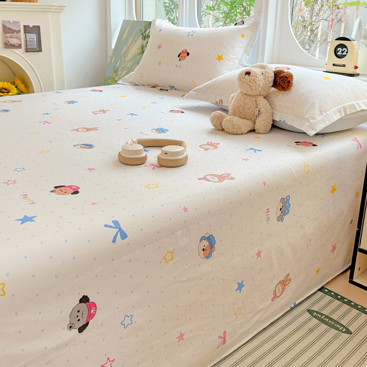 91家纺网 家纺一手货源 找家纺 恩泽家纺 2026春夏新款全棉纯棉12868印花四件套及单品系列-单床单床单单件 魔法帽