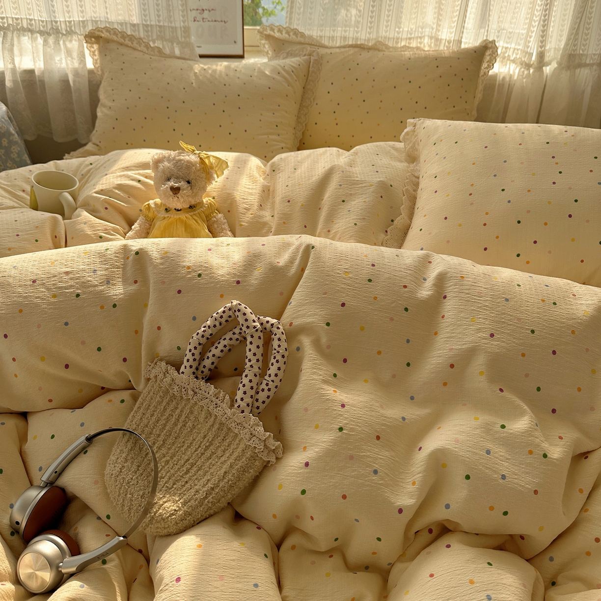 91家纺网 家纺一手货源 找家纺 （总）韩巢家纺 2026新款蝴蝶花边销款四件套